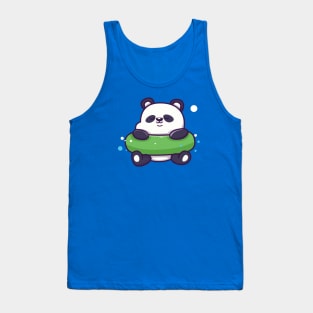 Cute Panda With Swim Ring Tank Top